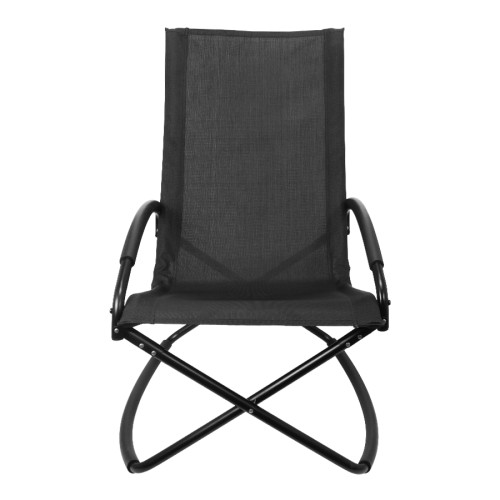 Silla mecedora negra con apoya-brazos